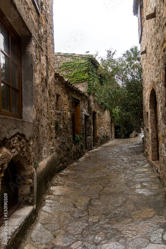 cobblestone road of Saint-Guilhem-le-D  sert in southern France