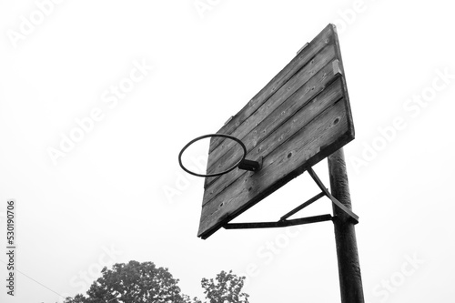 Basketball backboard and hoop without net