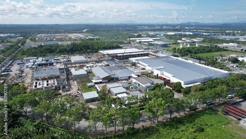 Kuching, Sarawak Malaysia - September 12th 2022: The Samajaya Light Industrial Zone where all the major electronics, solar and semiconductor plants are located © Julius