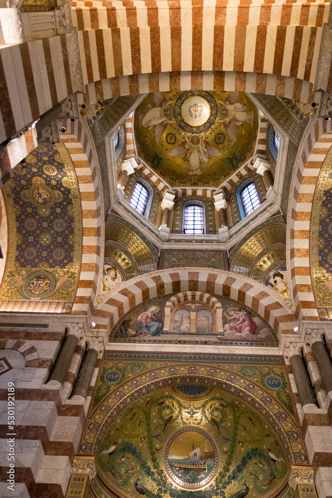 Inside Notre-Dame de la Garde in Marseille, France