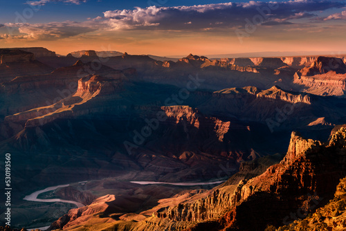 Grand Canyon south rim and Colorado River at sunset, Arizona, USA © Aide