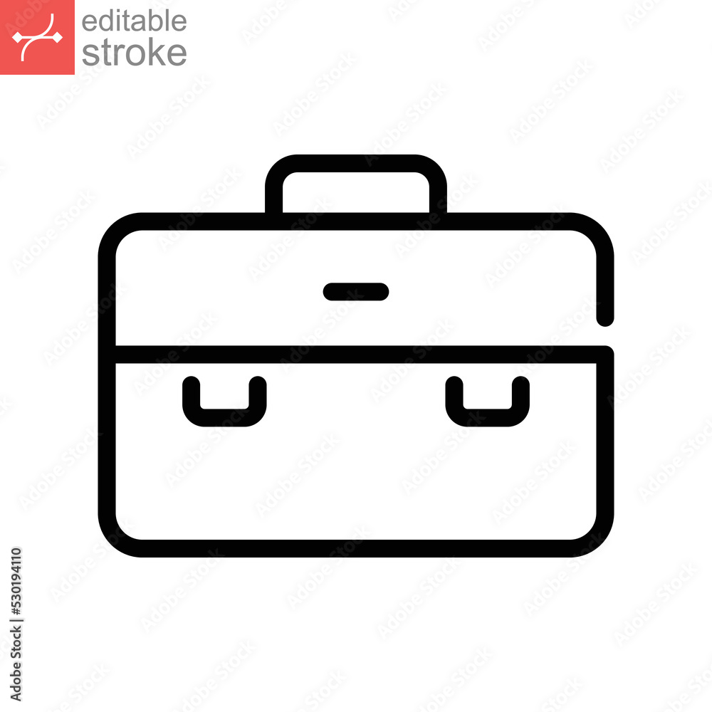 Documents bag icon. Business Briefcase, office bag, Work Portfolio Suitcase symbol. Simple single pictogram in Line style. Editable stroke Vector illustration. Design on white background. EPS 10 Documents bag icon. Business Briefcase, office bag, Work Portfolio Suitcase symbol. Simple single pictogram in Line style. Editable stroke Vector illustration. Design on white background. EPS 10