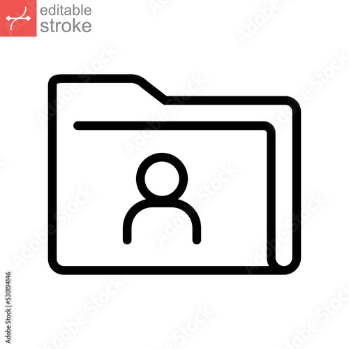 Documents Profile icon. personal portfolio private user folder. Privacy confidential document, Protection personal directory. editable stroke Vector illustration. Design on white background EPS 10