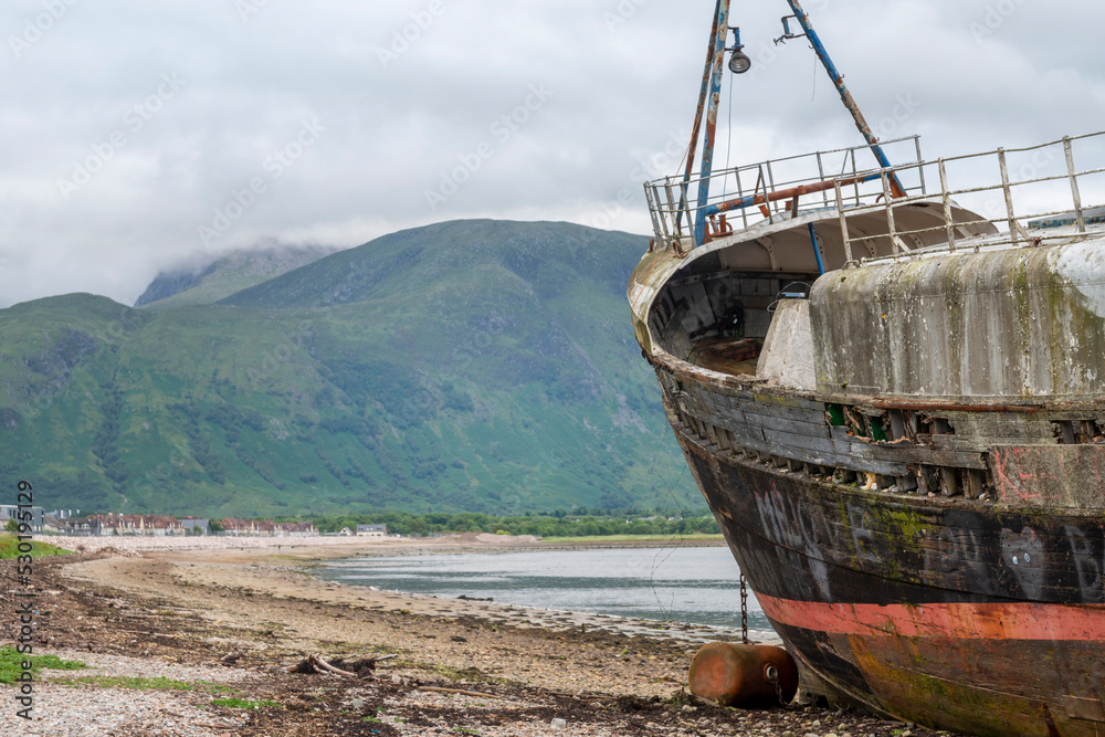 Shipwreck called the Old Boat of Caol,Corpach,Lochaber,Scotland,UK. Shipwreck called the Old Boat of Caol,Corpach,Lochaber,Scotland,UK.