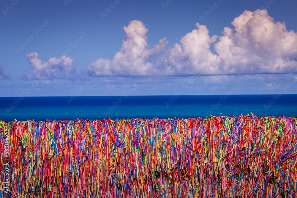 Lord of Bonfim ribbon tapes symbol of faith and good luck in Trancoso, BAHIA