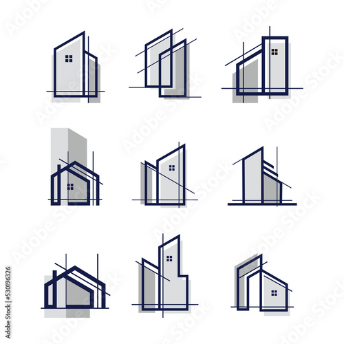 Set of building logo design vector with creative abstract concept