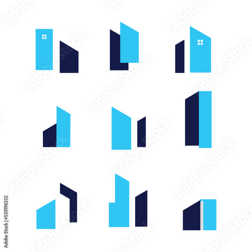 Set of building logo design vector with creative abstract concept