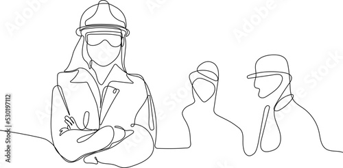 construction manager and engineer working on building site. Vector illustration