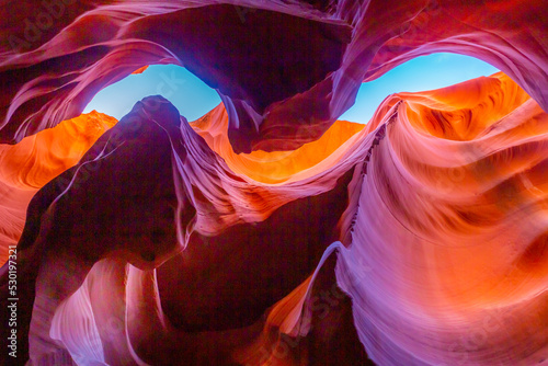 Antelope slot canyon illuminated by sunlight, Page, Arizona, USA