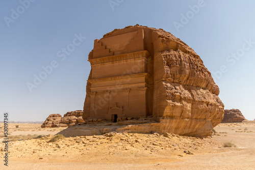 Qasr al-Farid tomb in Hegra, Al-'Ula Saudi Arabia