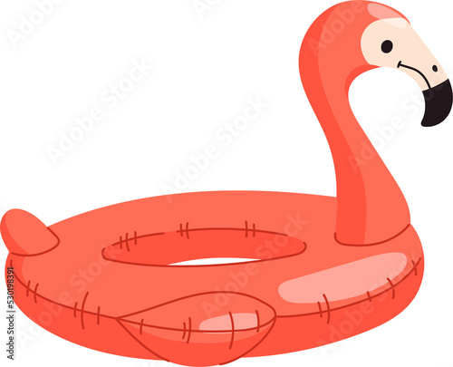Isolated inflatable flamingo bird float swim ring