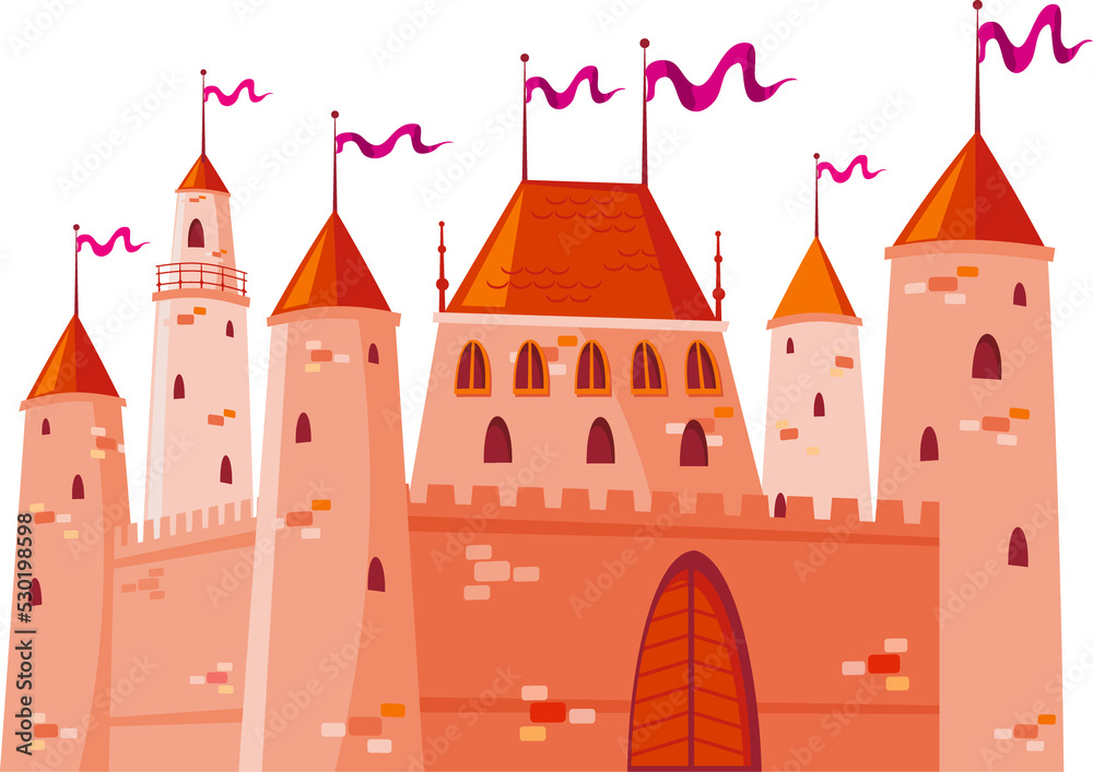 Fortress red brick towers, medieval castle palace Fortress red brick towers, medieval castle palace