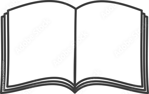 Paper book with blank pages, open textbook novel