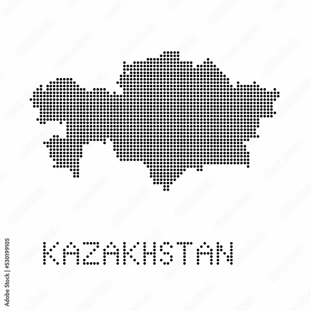Kazakhstan map with grunge texture in dot style. Abstract vector illustration of a country map with halftone effect for infographic. 