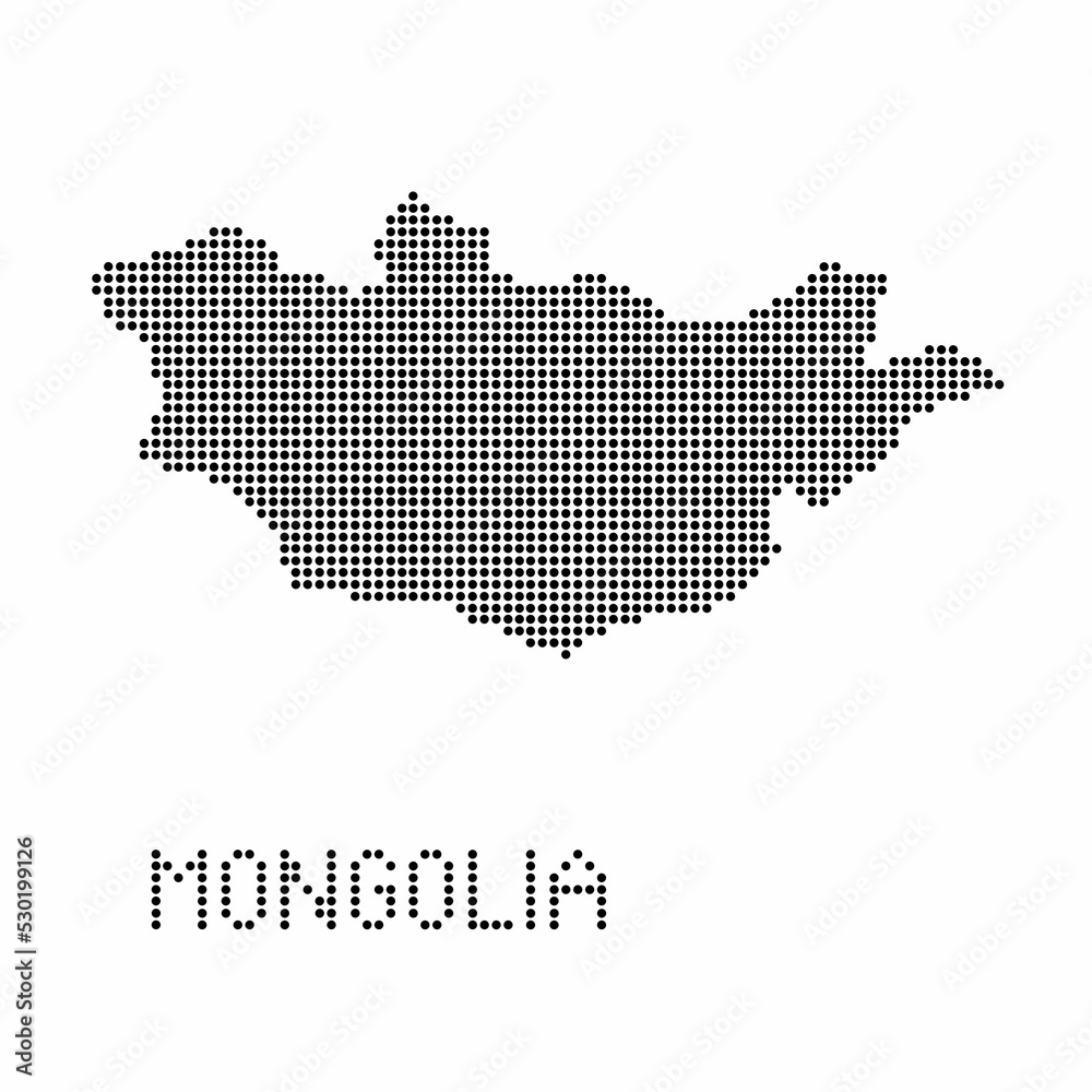 Mongolia map with grunge texture in dot style. Abstract vector illustration of a country map with halftone effect for infographic. 
