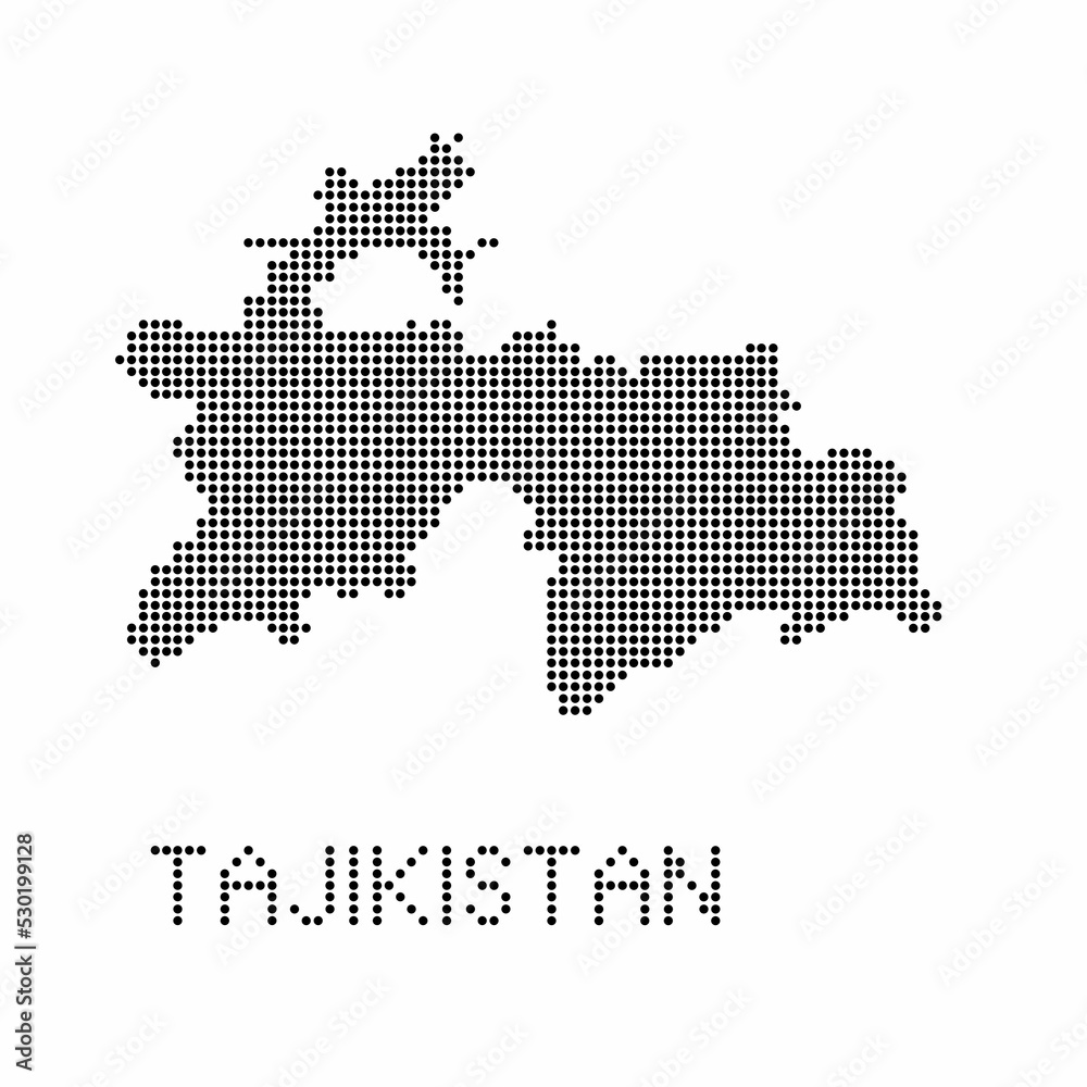 Tajikistan map with grunge texture in dot style. Abstract vector illustration of a country map with halftone effect for infographic. 