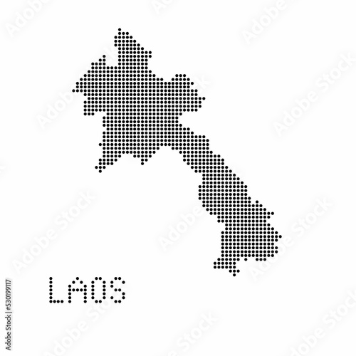Laos map with grunge texture in dot style. Abstract vector illustration of a country map with halftone effect for infographic. 