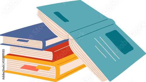 Obraz na płótnie Library textbooks, learning education books pile