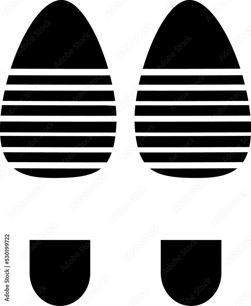Woman footprints, black sole footmarks on footpath Woman footprints, black sole footmarks on footpath