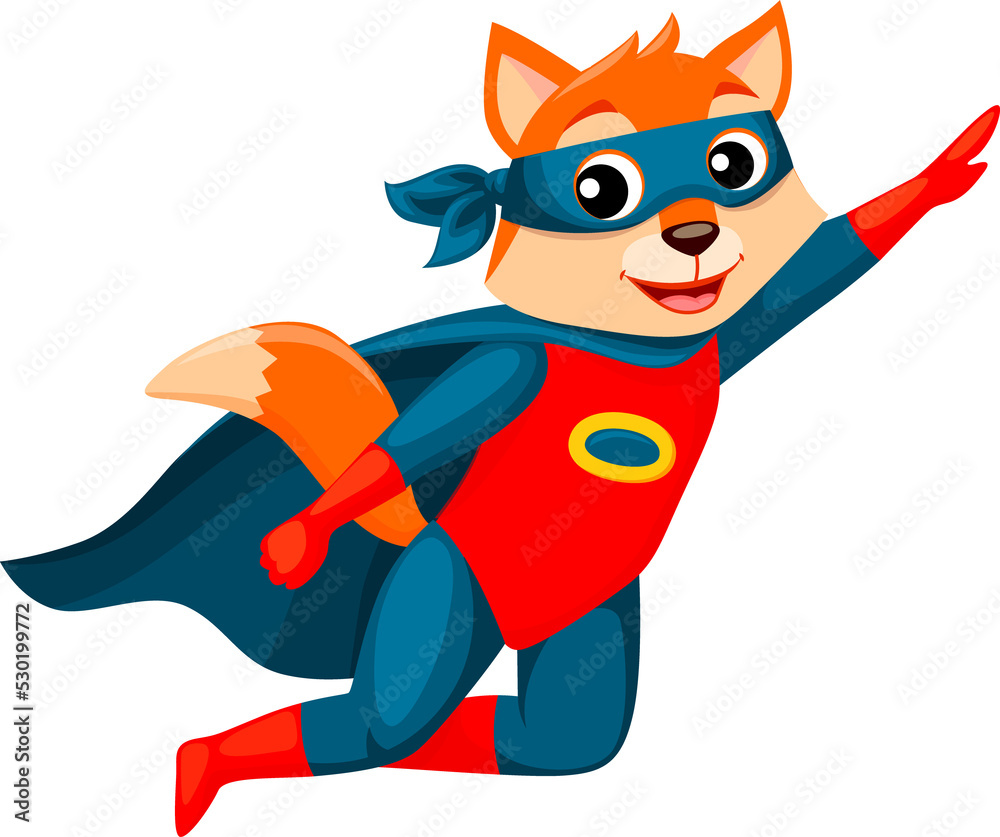Flying fox cartoon superhero animal cute personage