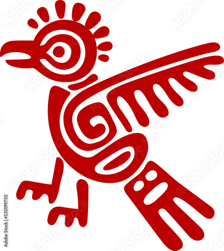 Retro bird mayan aztec symbol, african totem sign photo