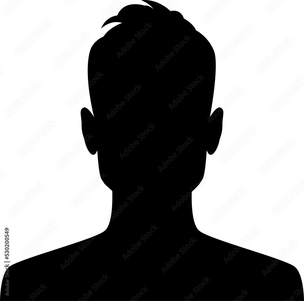 Teenager boy avatar, young man profile silhouette