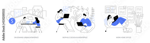 Workplace organization abstract concept vector illustrations.
