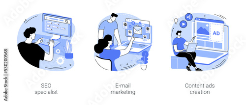 Digital marketing services isolated cartoon vector illustrations se