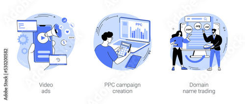 Digital marketing business isolated cartoon vector illustrations se