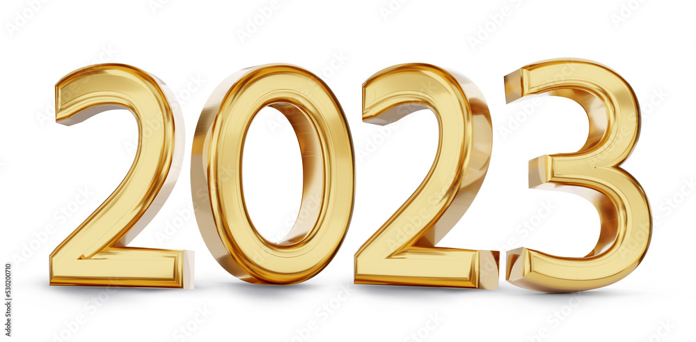 2023 golden bold symbol isolated 3d-illustration 2023 golden bold symbol isolated 3d-illustration
