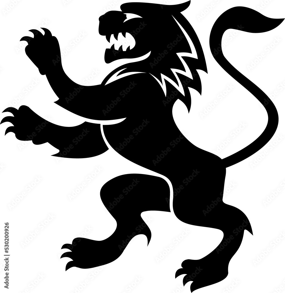 Coat of arms crest with lion rampant silhouette Coat of arms crest with lion rampant silhouette