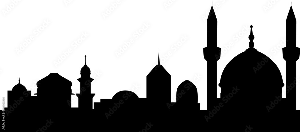 Middle east exterior isolated cityscape silhouette
