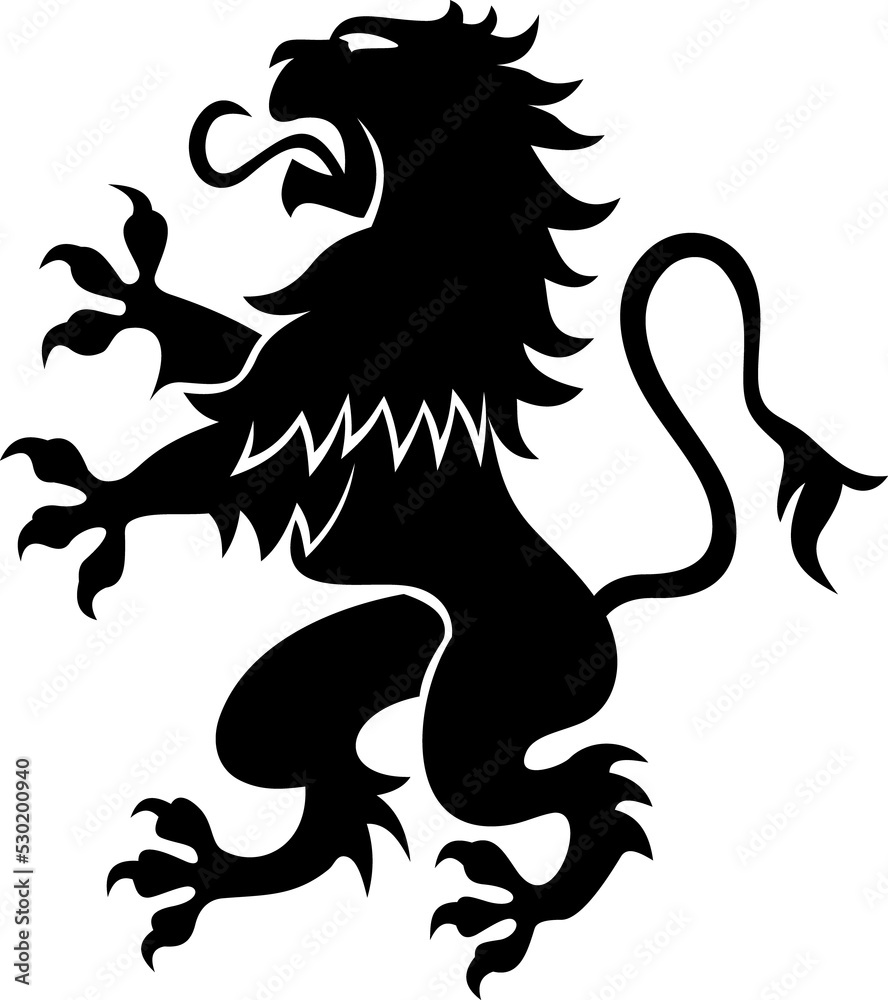 Coat of arms crest with lion rampant silhouette Coat of arms crest with lion rampant silhouette