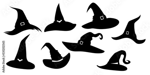 set of halloween hat vector illustration. witch hat isolated on white background