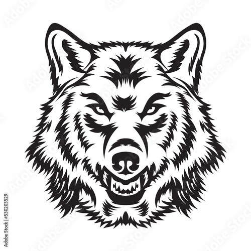 Angry Wolf face vector illustration, perfect for tattoo, mascot and tshirt design
