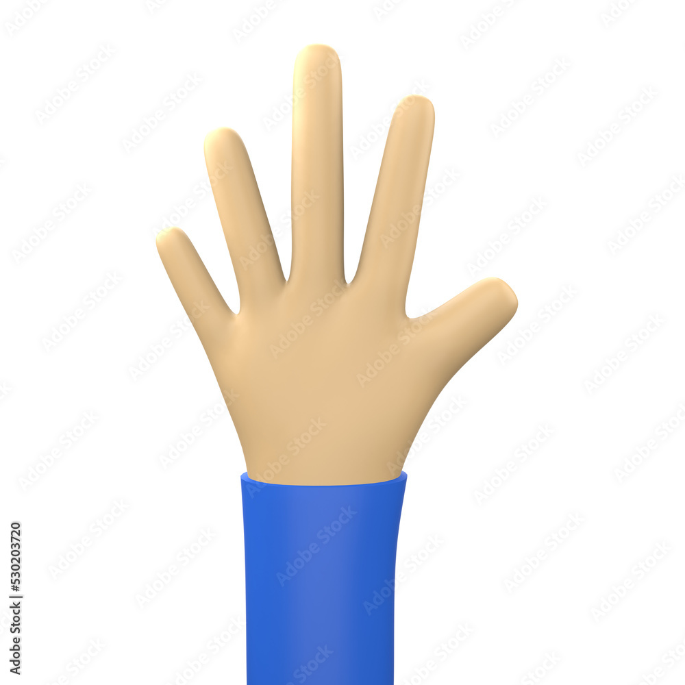 3D Illustration of hand sign emoticon on Transparent PNG Background. 3d Five Finger sign. 3D Illustration of hand sign emoticon on Transparent PNG Background. 3d Five Finger sign.