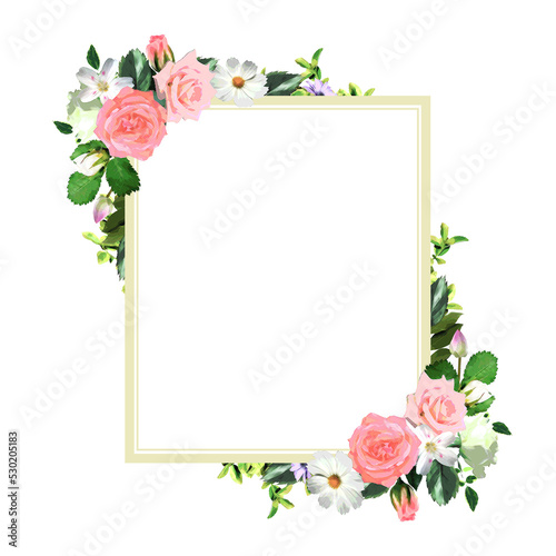 Fototapeta Naklejka Na Ścianę i Meble -  Floral square wreath frame template (with copy space) / png