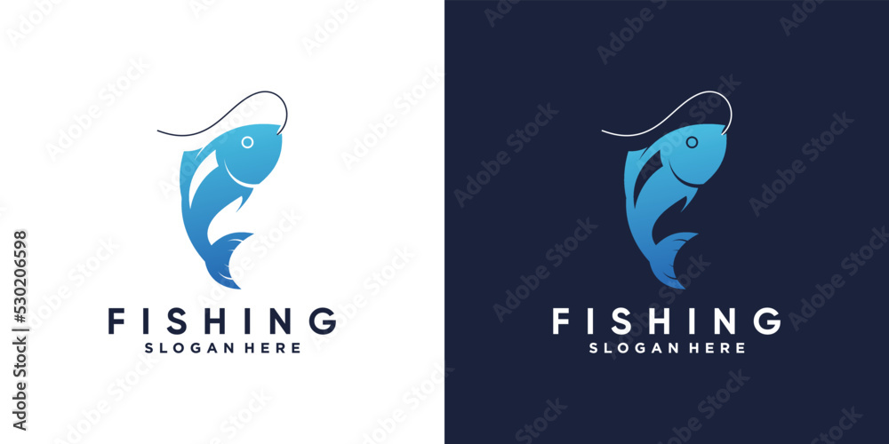 Fishing logo design template with creative idea Fishing logo design template with creative idea
