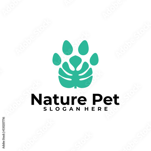 nature pet logo design vector template, leaf logo
