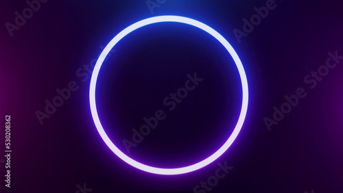 Neon geometric glow purple on black background. Glowing reflection technology backdrop