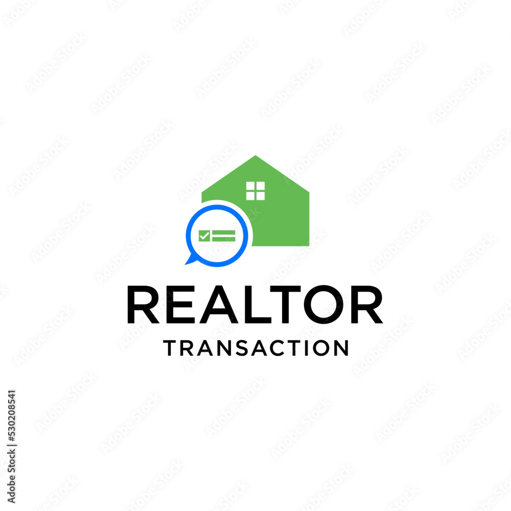 realtor home coordinator logo design with bubble chat vector