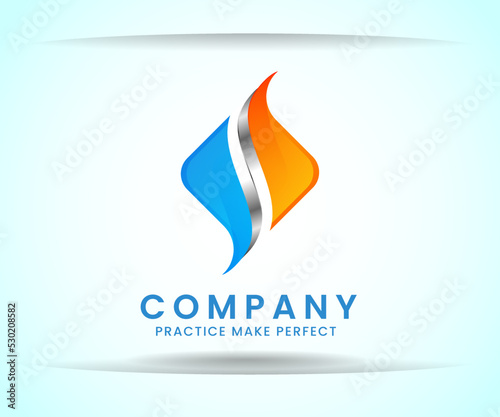 shiny logotype design letter S isolated Blue and orange gradient