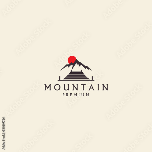 silhouette of mountains and docks retro logo vector icon symbol illustration design