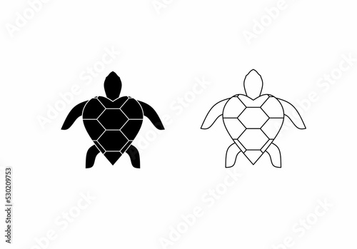 outline Silhouette love turtle icon isolated on white background