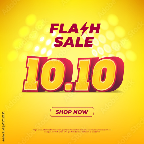 10.10 Shopping day Poster or banner. 10.10 Flash sale banner template design for social media and website.