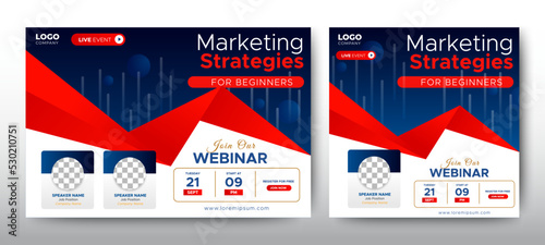Business Conference live webinar banner invitation and social media post template. Business webinar invitation design. Vector EPS 10