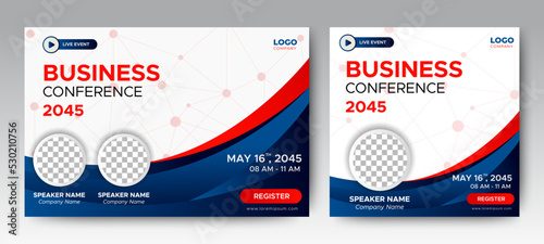 Annual Business Conference live webinar banner invitation and social media post template. Business webinar invitation design. Vector EPS 10