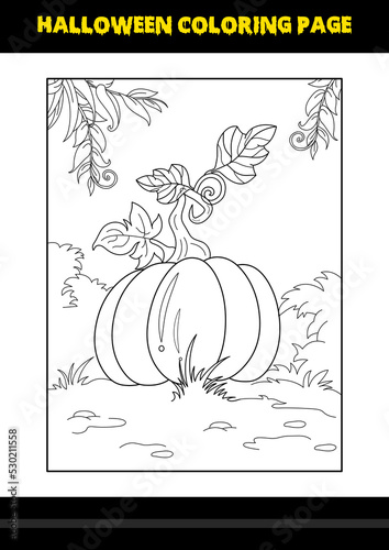 Halloween coloring page for kids. Line art coloring page design for kids.