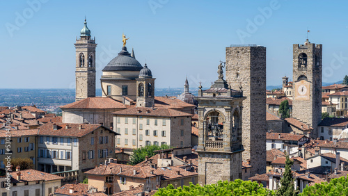 Bergamo, Italy. Landscape at the towers and bell towers of the old town. One of the most beautiful cities in Italy #530214306