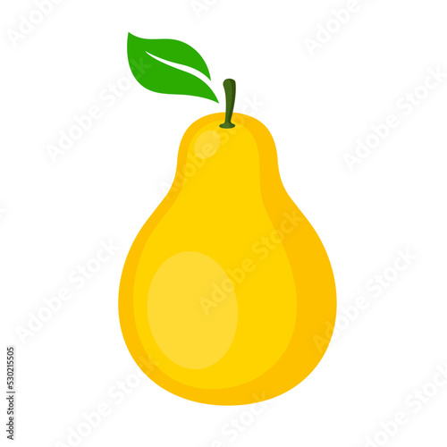 yellow pear fruit flat vector illustration logo icon clipart